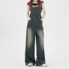 Jeans overalls women 2024 early fall new loose retro high-waisted slimming wide-leg mop pants - Image 4