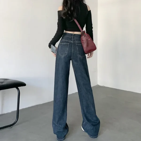 Straight leg jeans women's summer 2024 new explosive high-waisted wide-leg pants small slim loose pants - Image 4