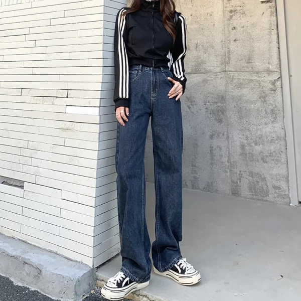 Straight leg jeans women's summer 2024 new explosive high-waisted wide-leg pants small slim loose pants